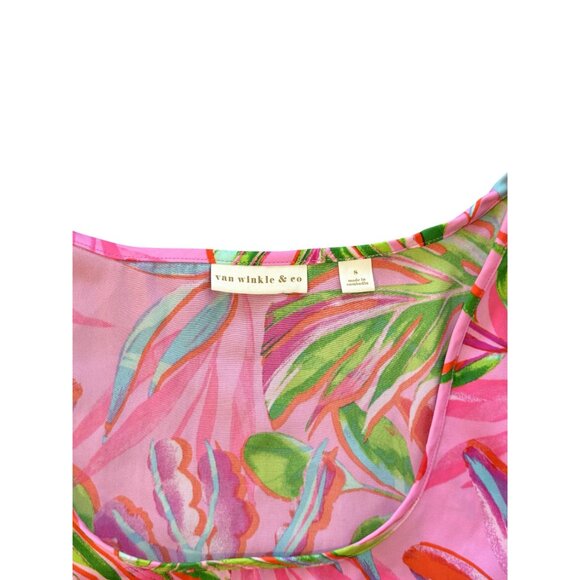 Van Winkle & Co Tropical Print Sleeveless Top & Elastic Waist Pajamas Small - Picture 3 of 4